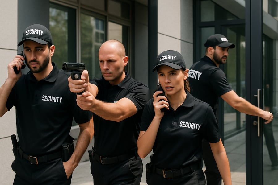 Guardias de seguridad privada en acción Guardias de seguridad privada en acción